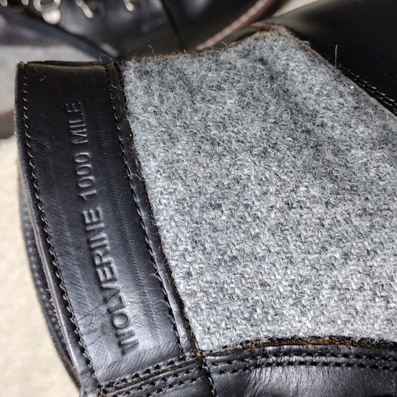 Wolverine 1000 Mile men's black leather & gray wool ankle boots. Mint. Size 11.5 - Picture 7 of 16